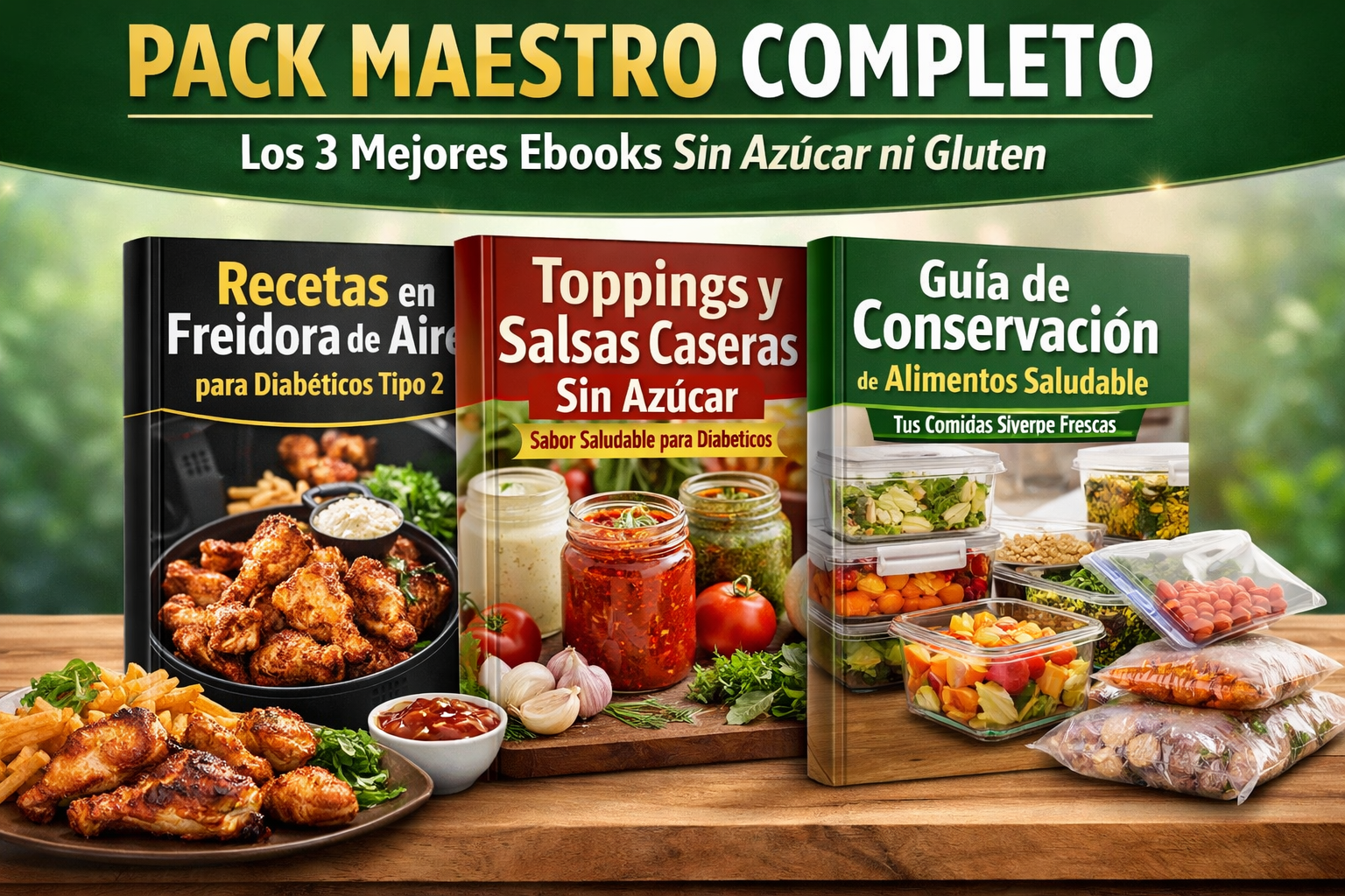 Pack definitivo de ebooks: Recetario Freidora de aire, Salsas caseras y Conservación